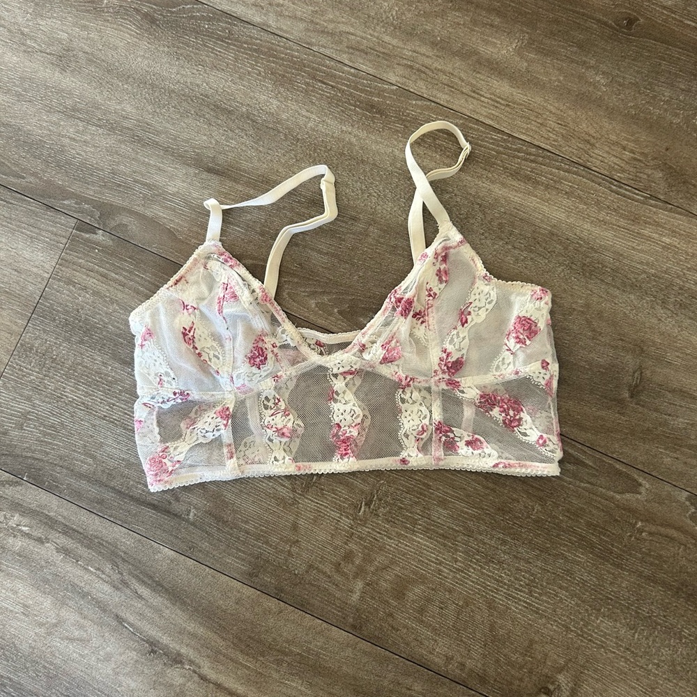 Free People Pink and White Lace Bandeau